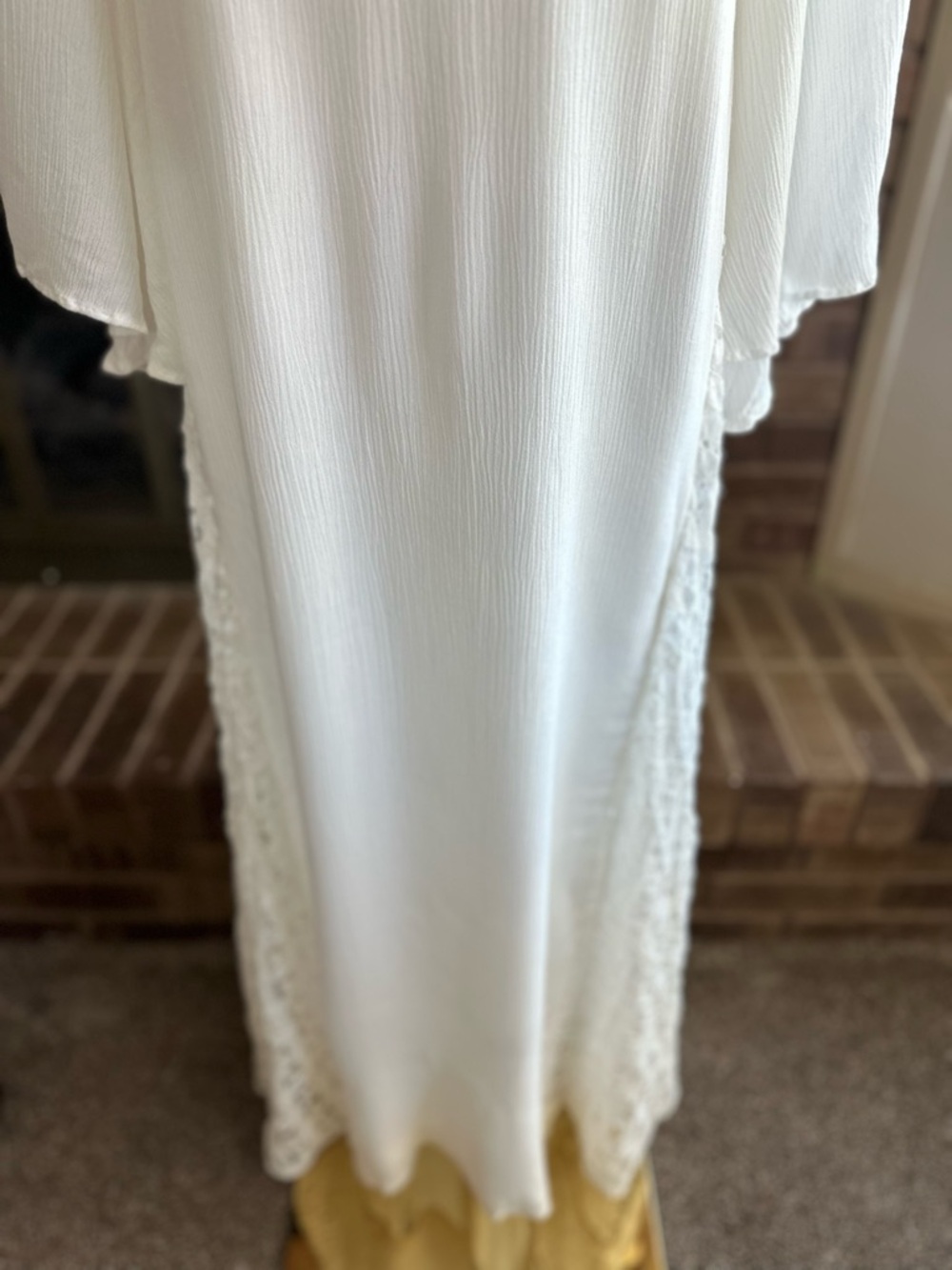 Free People Hazel Ivory Lace Panel Lantern Sleeve Maxi Dress M - Picture 4 of 8